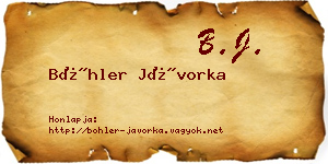 Böhler Jávorka névjegykártya